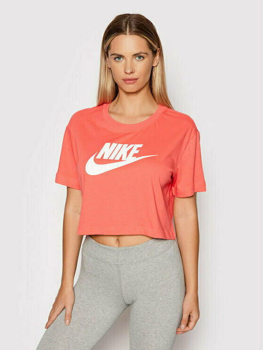 Nike Essential Κοντομάνικο Crop Top Ροζ