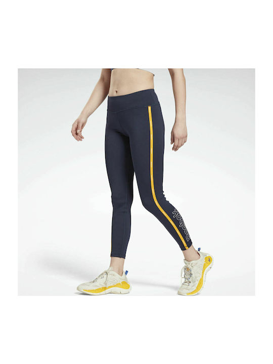 Reebok Piping Ausbildung Frauen Gekürzt Leggings Marineblau