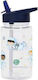 A Little Lovely Company Kids Water Bottle Plastic with Straw Blue 450ml