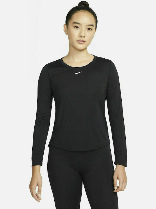 Nike Dri-Fit Μακρυμάνικη Γυναικεία Αθλητική Μπλούζα Μαύρη