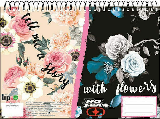 Back Me Up Drawing Pad Blue Flowers 1pcs