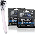 Realshave Ξυριστική Λαβή (Γυναικεία) & 8 τεμ. Ανταλλακτικά ξυραφάκια 5 Λεπίδων