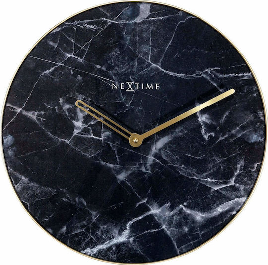 Nextime Marble Leise Wanduhr Glas Black Ø40cm