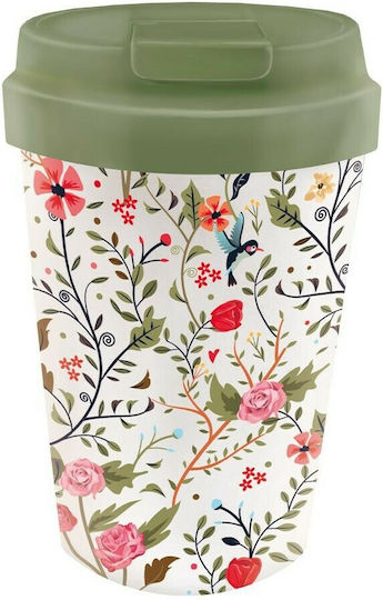 Chic Mic Flowers and Birds Recyclable Glass Thermos Stainless Steel BPA Free 350ml Multicolour with Mouthpiece