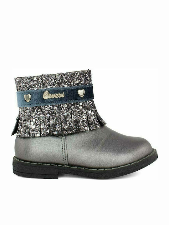 Enrico Coveri Kids Leather Boots with Zipper Gray