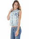 John Galliano Women's Short Jean Jacket for Spring or Autumn Light Blue