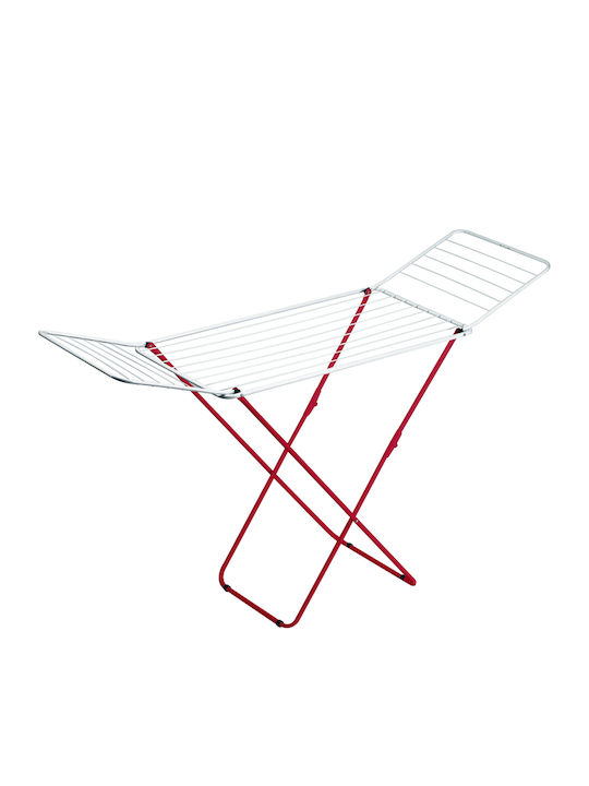 Gimi Jolly Metallic Folding Floor Clothes Drying Rack Silver-Red with Hanging Length 18m