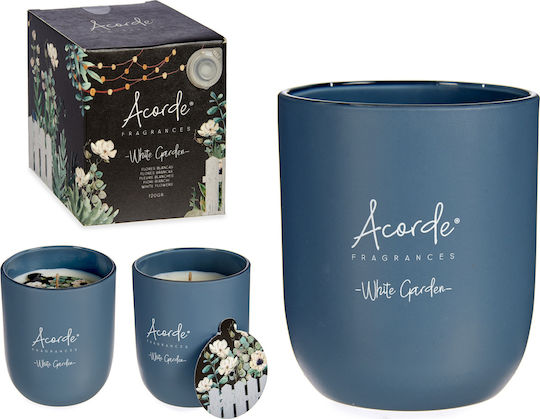BigBuy Aromatic Candle Jar with White Flowers White Garden Perfume 120gr