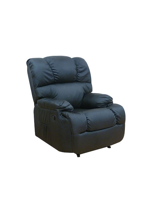 Aspen Πολυθρόνα Relax Massage με Υποπόδιο από Δερματίνη Μαύρο 84x93x102cm