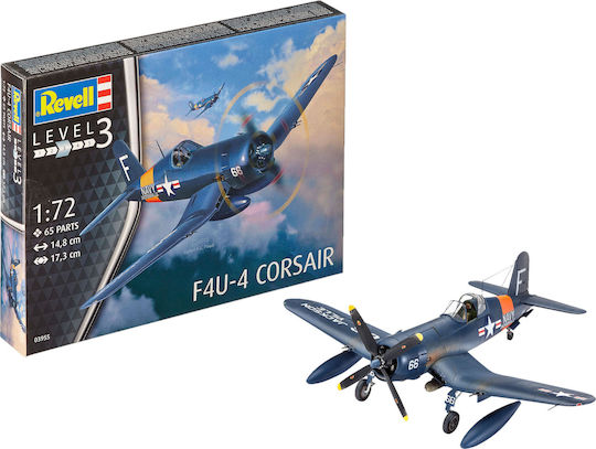 Revell F4U-4 Corsair Modeling Figure Airplane Blue 65 Pieces in Scale 1:72