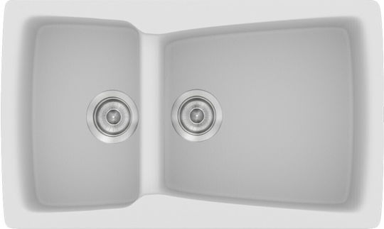 Sanitec Classic Drop-In Spüle Rechts aus Verbundgranulat B79xT50cm White