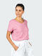 GSA 17-27093 Pink Damen T-shirt mit V-Ausschnitt Rosa