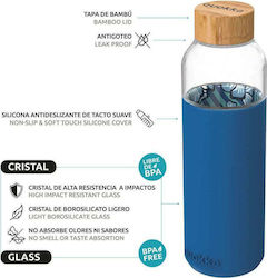 Quokka Flow Μπουκάλι Νερού Γυάλινο με Βιδωτό Καπάκι Μπλε 660ml