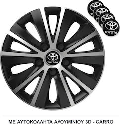 Versaco Rapide Τάσια 15" με Σήμα Toyota Ασημί 4τμχ