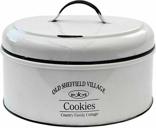 Atmosphera Cookies 1897 White Metallic Cookie Jar 13x13x25cm