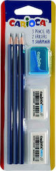 Carioca Pencil HB Set with Scraper and Eraser Blue 3pcs