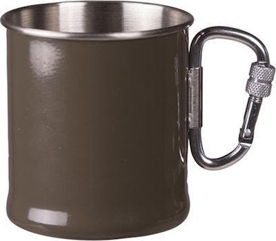 Mil-Tec Glass for Camping Stainless Steel Mug with Carabiner 250 ml