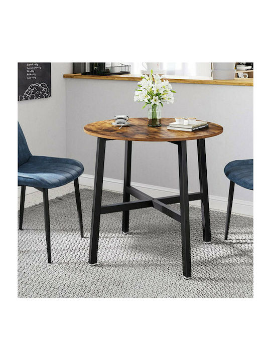 Round Central Wooden Brown Coffee Table W80xL80xH75cm