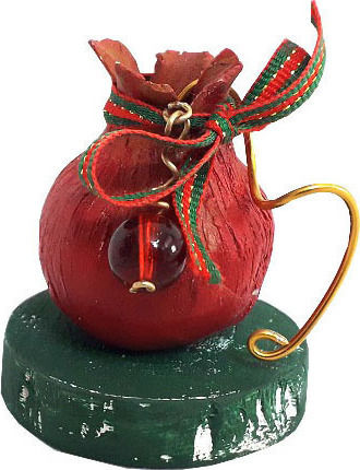 Kapadakis Wood Art Handmade Tabletop Lucky Charm Pomegranate Red made of Wood 6x6cm 1pcs