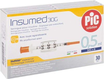 PiC Solution Insumed Insulin Syringes 29G x 12.7mm 0.5ml 30pcs