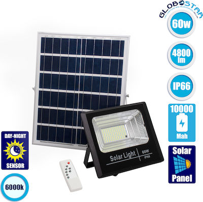GloboStar Rezistent la apă Panouri solare Proiector LED 60W Alb Rece 6000K cu Fotocelulă și Telecomandă IP66