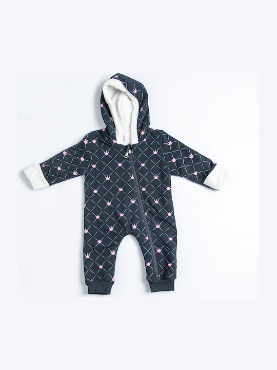 Dreams by Joyce Crowns Baby Bodysuit Set for Outing Long-Sleeved Navy Blue