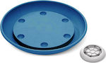 Atmosphera 935 Round Plate Pot Wheeled Aegean Blue 35x35cm