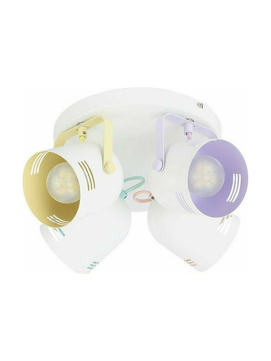 Rabalux Minuet Multi Bulbs Kids Lighting Ceiling Light Metallic 40W with Drive Size E14 In White Colour 28.5x28.5cm