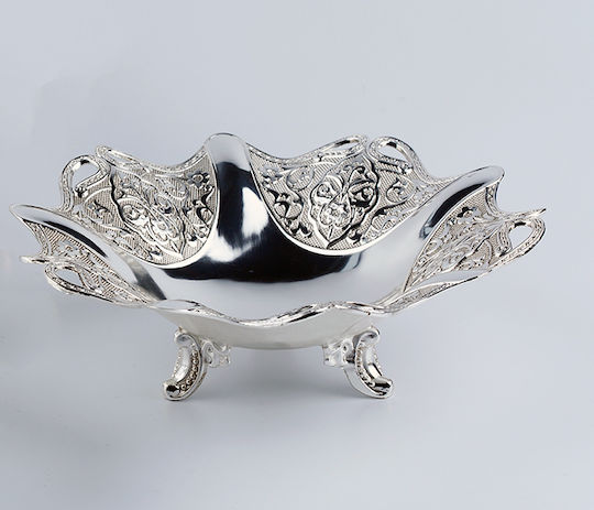 Karvounis Decorative Bowl Pedestal Silver 24x24x7.5cm