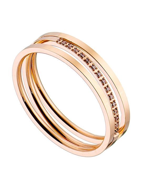 SOFI Women's Gold Plated Steel Half Eternity Ring with Zircon