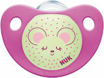 Nuk Orthodontic Pacifier Silicone Night & Day Mousey Pink Night with Case for 0-6 months 1pcs