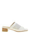 Ragazza Chunky Heel Leather Mules White