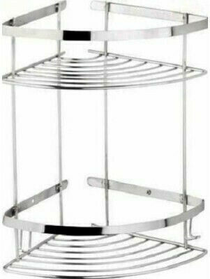 Tema Ecke An der Wand montiert Badezimmerregal Metallisch mit 2 Regalböden 18x18x31cm Silber