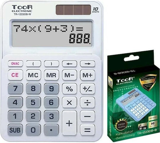 TooR Toor TR-1223DB Calculator 10 Digits in White Color 1pcs