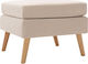 Stool Footstool Upholstered with Fabric Cream 54x54x43.5cm