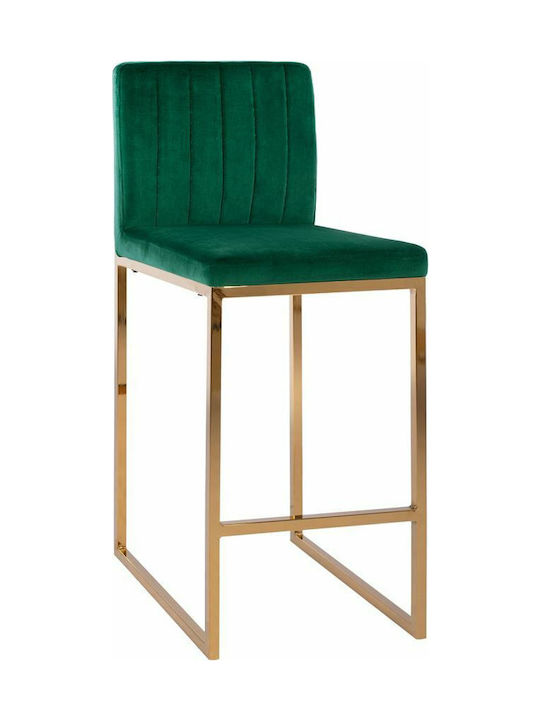 Stool Bar with Backrest Upholstered with Velvet Piper Cypress green / Gold 2pcs 40x49x96cm