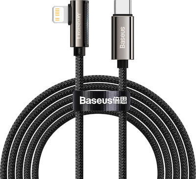 Baseus Legend Împletit / Unghi (90°) USB-C la Cablu Lightning 20W Negru 1m (CATLCS-01)