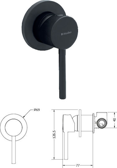 Viospiral Etna Built-in Faucet Mixer for for Bathroom Sink 1 Exit Black