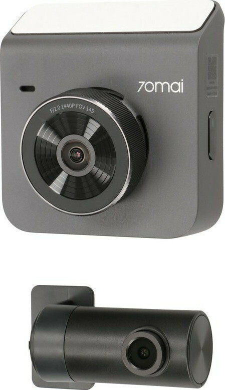 70Mai A400 & RC09 Σετ Κάμερα DVR Αυτοκινήτου 1440P με Οθόνη 2 για Παρμπρίζ  με Αυτοκόλλητο & Κάμερα Οπισθοπορείας Γκρι