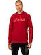 ASICS Men's Sweatshirt with Hood and Pockets Red