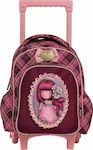 Santoro Cherry Blossom School Bag Trolley Kindergarten in Fuchsia color