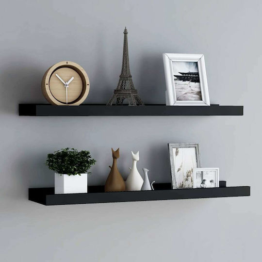 Rafturi Perete 2buc 80x9x3cm Negru Rafturi Perete 2buc 80x9x3cm Negru