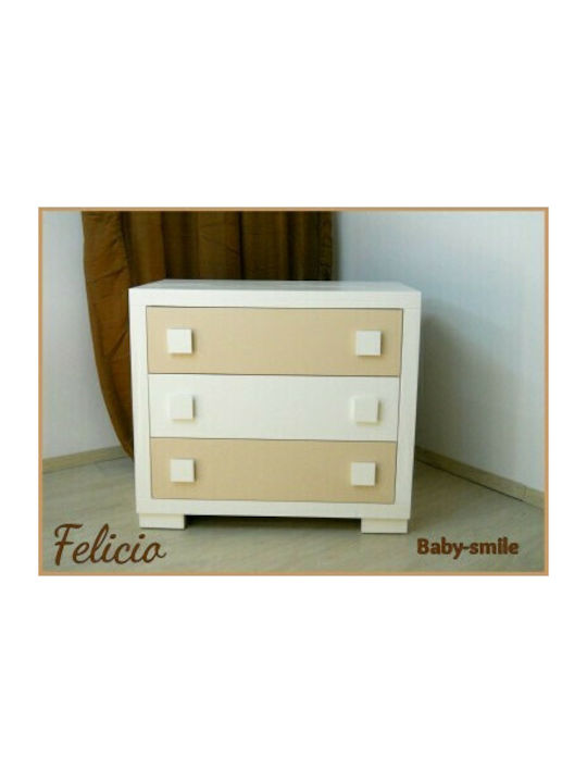 Felicio Baby Kommode mit 3 Schubladen Weiß 96x52x86cm