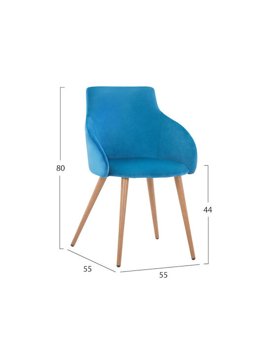 Ivy Dining Room Velvet Armchair Turquoise 55x55...