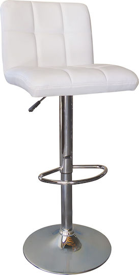 Stool Bar Lino with Back & Adjustable Height White 44x50x83-113cm