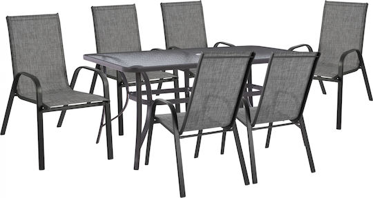 Garten- und Outdoor-Möbelsets Typsatz Speisesaal 7 Stück Grau Garten- und Outdoor-Möbelsets Typsatz Speisesaal 7 Stück Grau