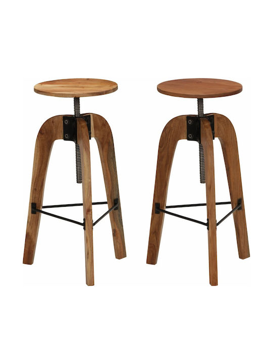 Stool Bar Wooden Brown 2pcs 30x30x58cm