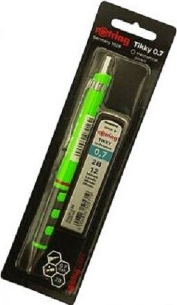 Rotring Tikky Μηχανικό Μολύβι 0.5mm με Γόμα Κατάλληλο για Σχέδιο 2τμχ Neon Green