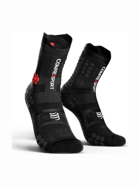 Compressport V3 Trail Smart Pro Racing Running Κάλτσες Μαύρες 1 Ζεύγος