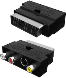 Powertech CAB-S011 Convertor Scart / S-Video / RCA masculin în Scart / S-Video / RCA feminin 1buc